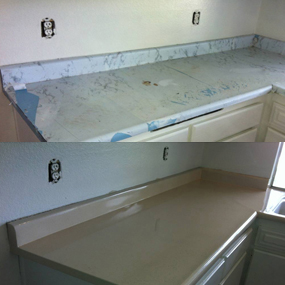 Kitchen Counter Resurfacing & Reglazing Before-After Houston