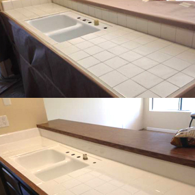 Kitchen Counter Resurfacing & Reglazing Before-After Houston